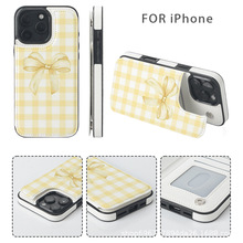 适用iPhone12苹果13插卡皮套碎花手机壳17promax支架防摔多功能