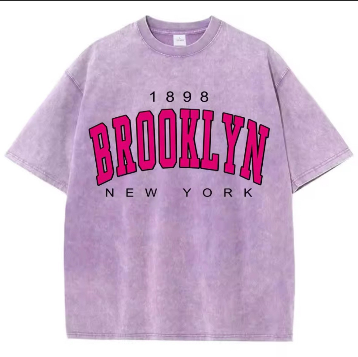 Europa y América hiphop marca de moda hacer vieja camiseta de manga corta de mujer grande suelta oversize lavado impresa blusa de algodón