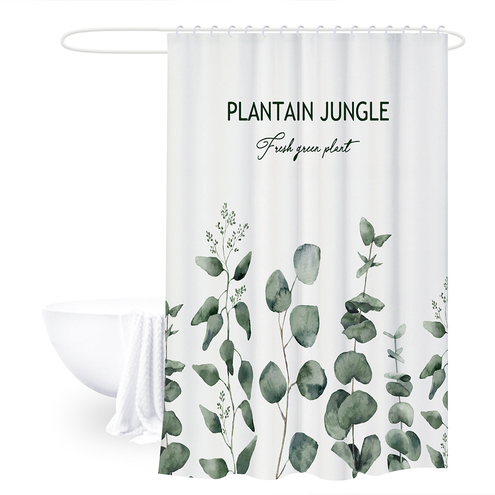 Cortina de baño de poliéster personalizada incluida botón de plástico baño de ducha impermeable cortina de baño de partición antifungal