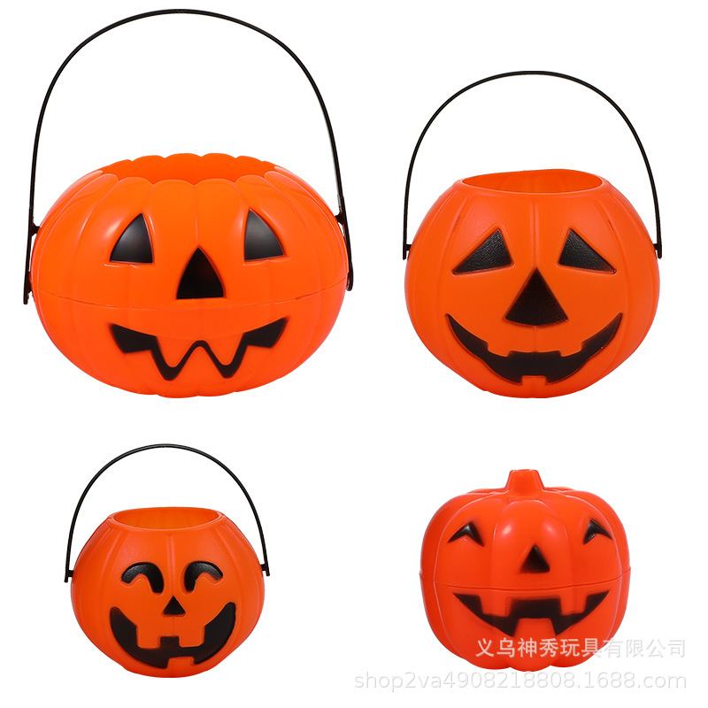 Halloween bar centro comercial accesorios de decoración calabaza luz cubo kindergarten escena diseño portátil caramelo tarro