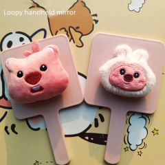 卡通小海狸loopy手持化妝鏡可愛少女心便攜式補妝小鏡子手拿鏡ins