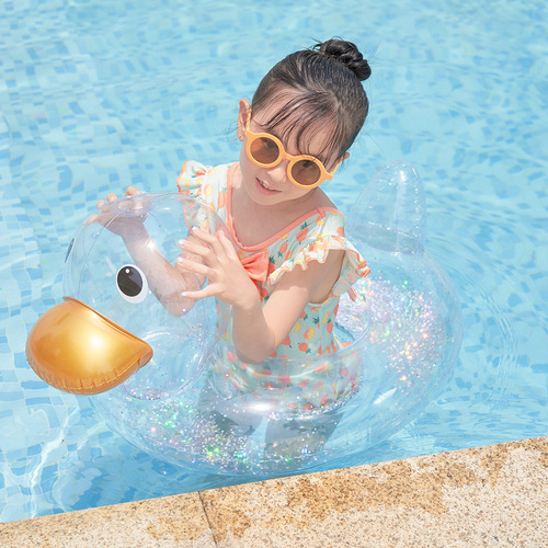 Supply ins Internet celebrity children's transparent duck swimming ring child infant armpit ring duck seat ring