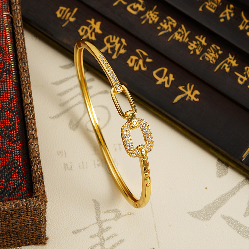 Brazalete de fijación de estilo europeo de Vietnam Sha Jin micro perforación simple pulsera de círculo delgado para niños versátil pequeño libro rojo con el mismo estilo fresco