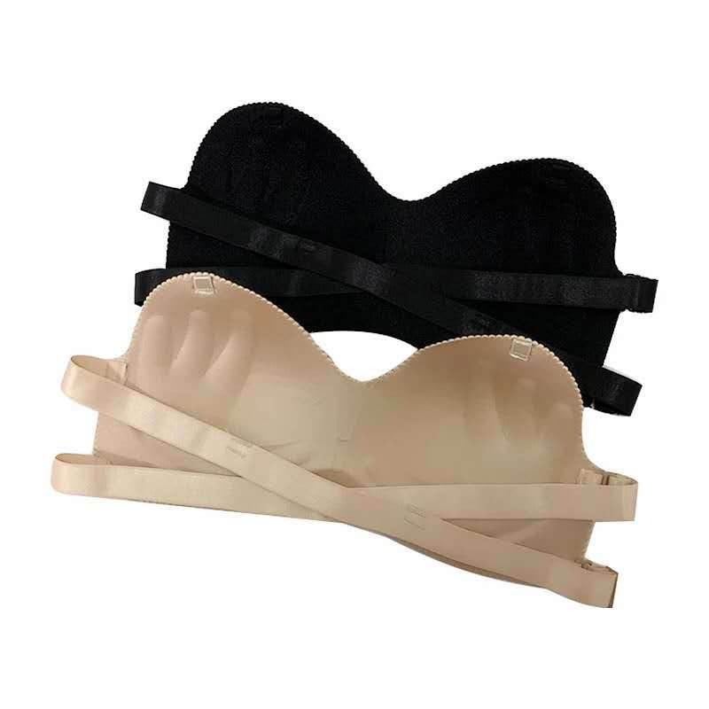 Inalámbrico push-up lado hebilla sin tirantes ropa interior de las mujeres Cruz espalda invisible sujetador en stock al por mayor