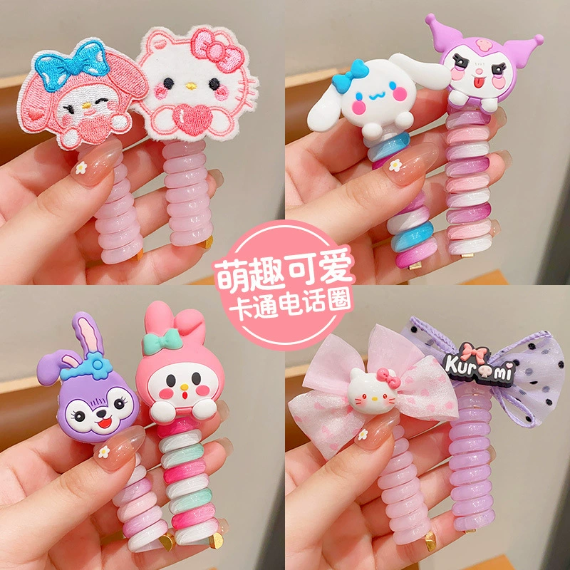 Sanrio, электрический телефон, детская заколка для волос, эластичная веревка для волос
