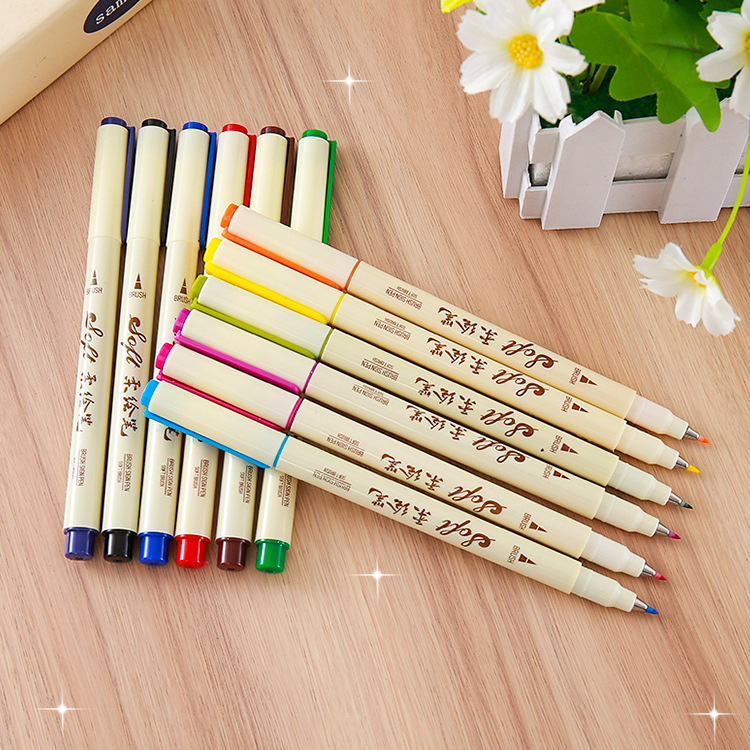 Color nacional creativo, cabeza suave, bolígrafo de pintura suave, bolígrafo de cuenta a mano en minúsculas, caligrafía para estudiantes, arte, gancho, bolígrafo, pintura, juego de bolígrafo de acuarela