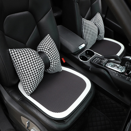 Car Lumbar Neck Pillow Stylish and Simple Houndstooth Car Comfort Lumbar Pad Summer General Car Supplies