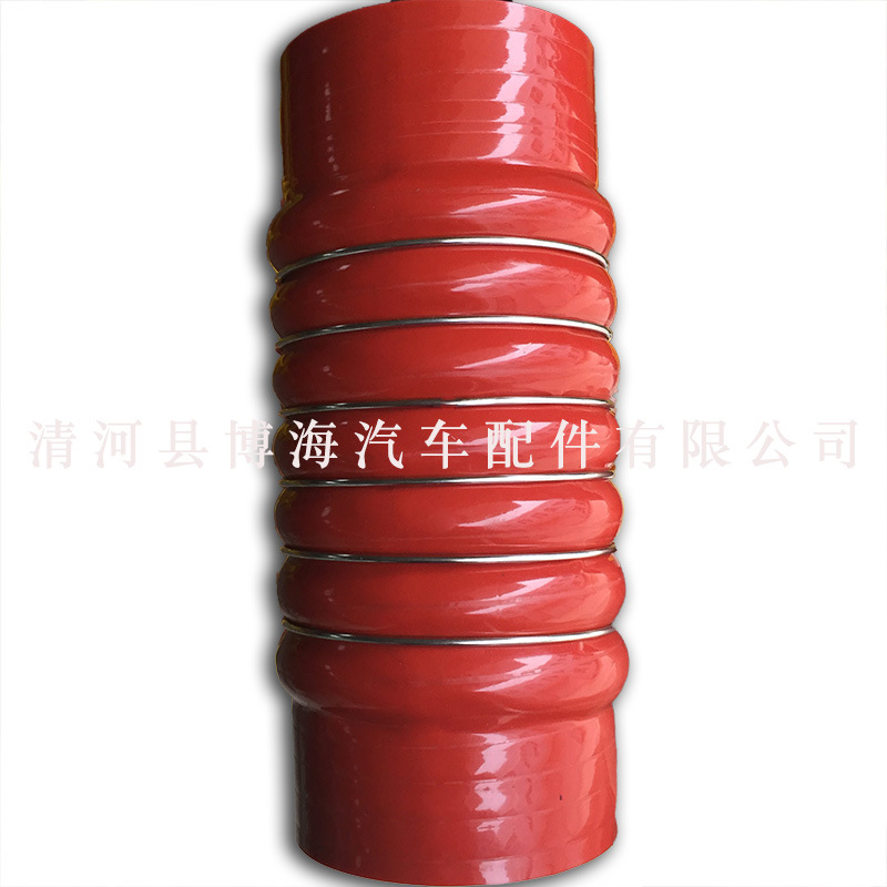 钢圈防爆硅胶管带钢圈箍耐压重卡汽车硅胶管带背增压硅胶管耐高温