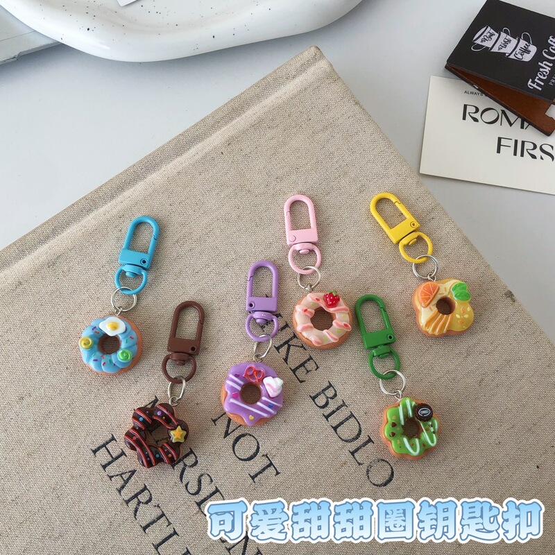 Cute fruit donut key chain soft cute simulation food play pendant girl sweet couple girlfriends accessories gift