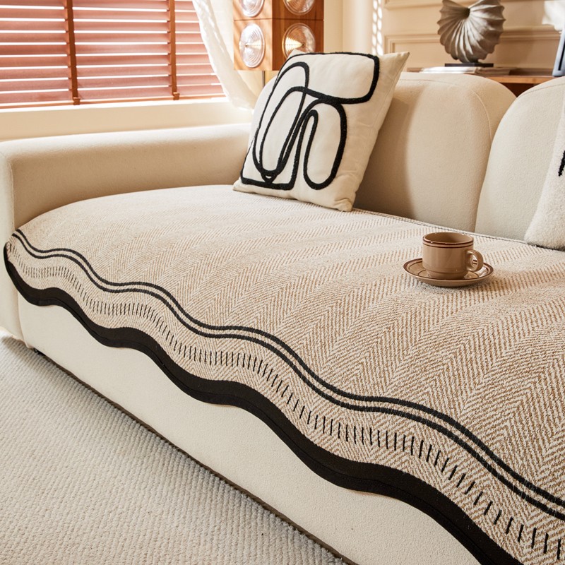 Sofá de piel de alta calidad otoño invierno peluche 2024 nuevo cuatro estaciones fijo universal antideslizante cojín recto tela de asiento