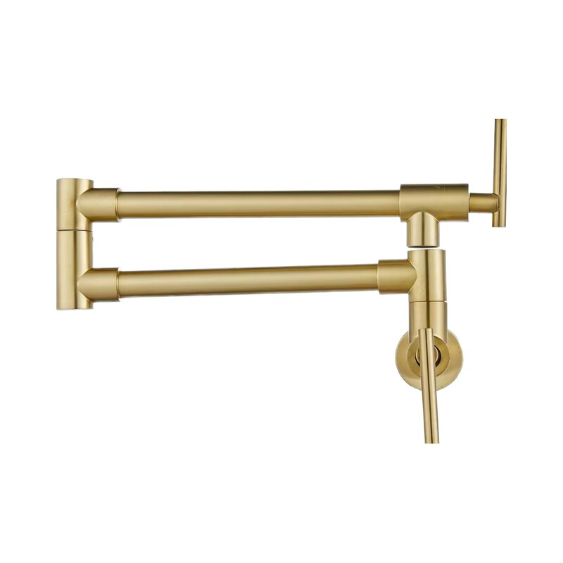 Pot Filler Faucet Brushed Champagne Gold Foldable Extendable Wall-Mounted Kitchen Dining Sink Sus304 Stainless Steel