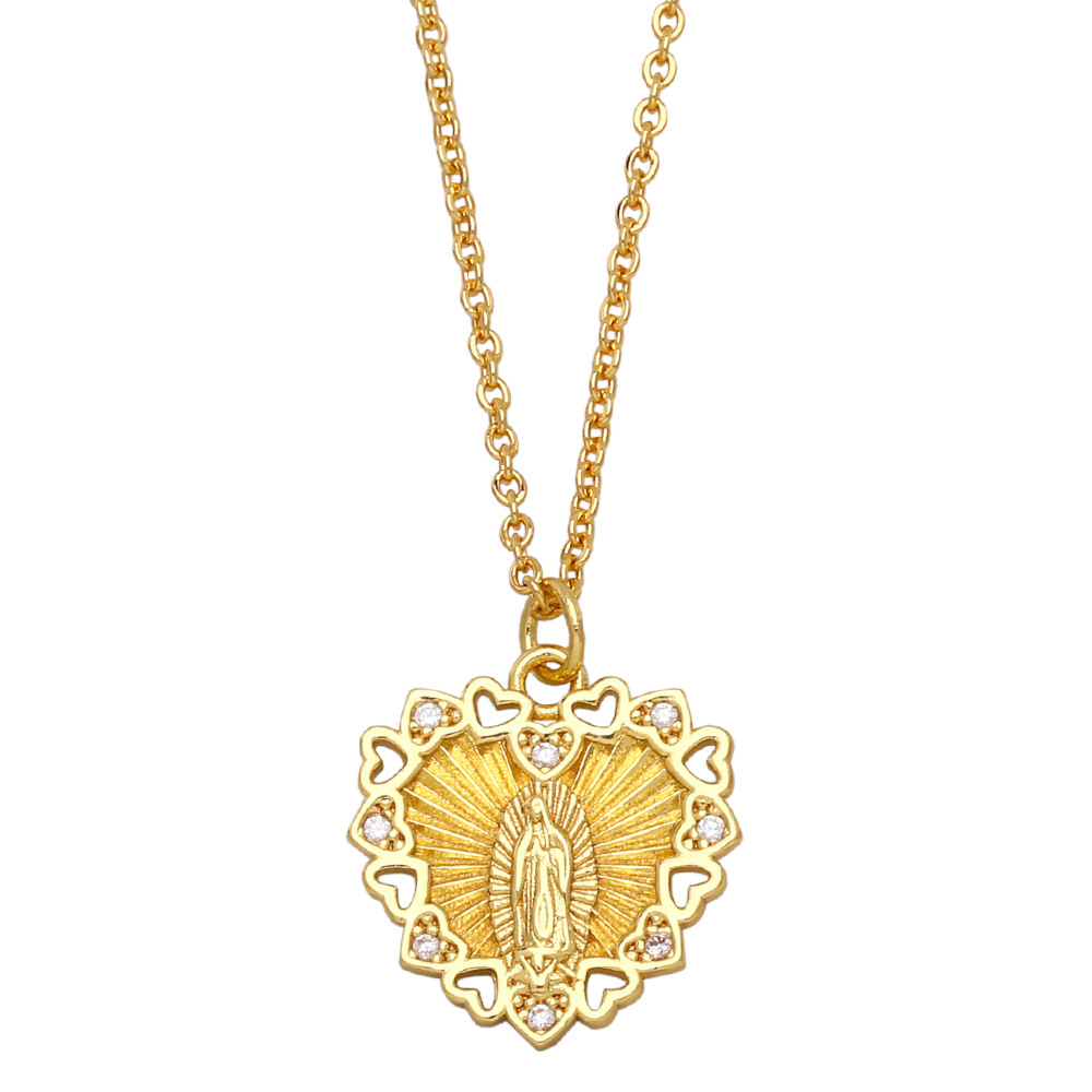 Fashion Heart Shape Copper Pendant Necklace Plating Zircon Copper Necklaces