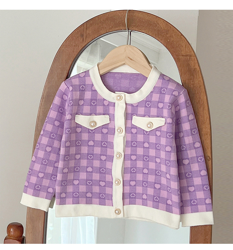 JINYONG Koreansk utgåva Love Knitwear Flickkjol med rosett och omlott, liten och medelstor, barnmodell, tvådelat set_voghion.com