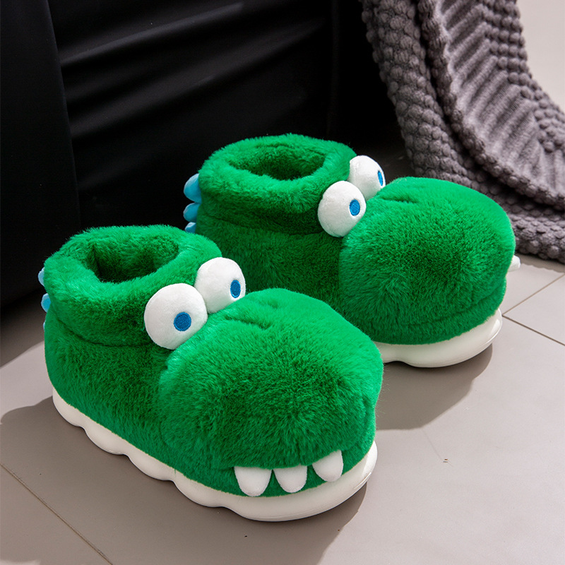 Crocodile bag with cotton slippers men's winter 2024 new home indoor warm fleece-lined warm cotton shoes men's outdoor wear