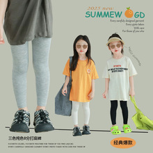 女童经典纯色打底裤2025夏季新款女宝宝薄款日常百搭9分弹力裤子