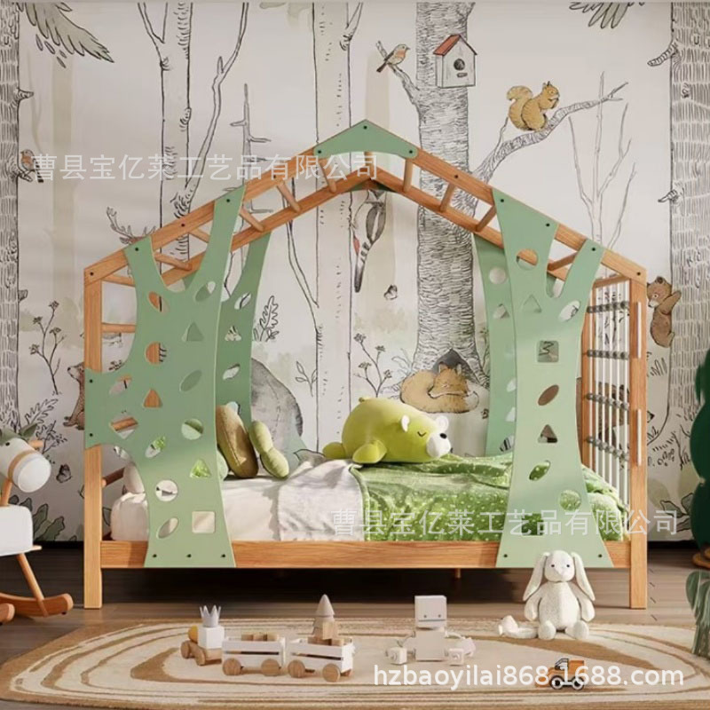 Fengzan Solid Wood Children's Bed Creative Bed Colorful Components Children's Climbing Bed Boys and Girls Tree House Nordic Happy Bed