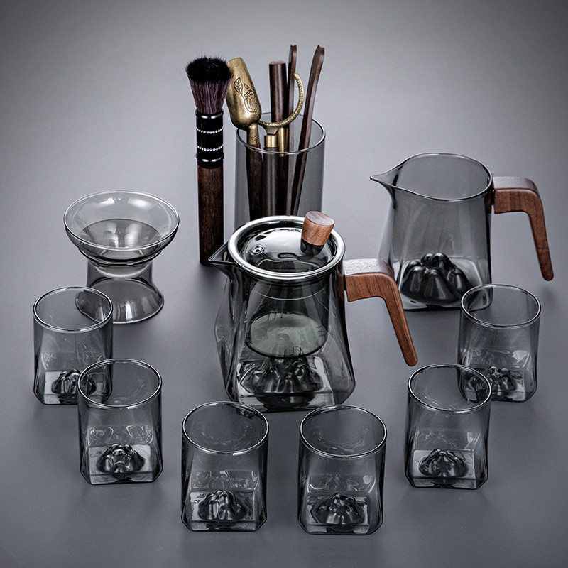 10개의 재가 있는 산 티팟 차 바다 + 샤오모 컵 6개 + 다도