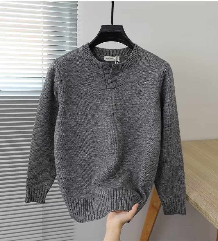 Men's Round Neck Sweater Casual Versatile Knit Pullover British_voghion.com