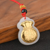 Pendant from Khotan district white jade, red rope bracelet, necklace, internet celebrity, 3D