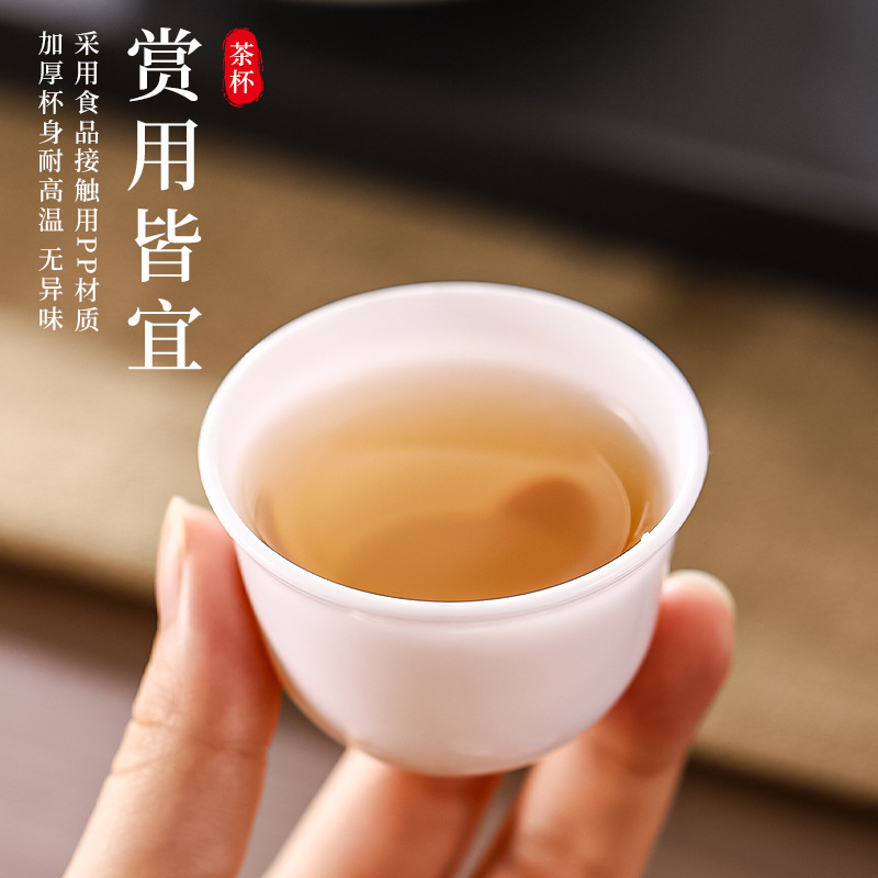 Taza de té de plástico PP doméstico desechable ecológico portátil viajar té sin olor resistente a caídas taza pequeña al aire libre