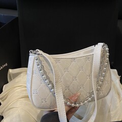 包包女2025新款韩系珍珠链条腋下包通勤单肩手提包甜美百搭斜挎包