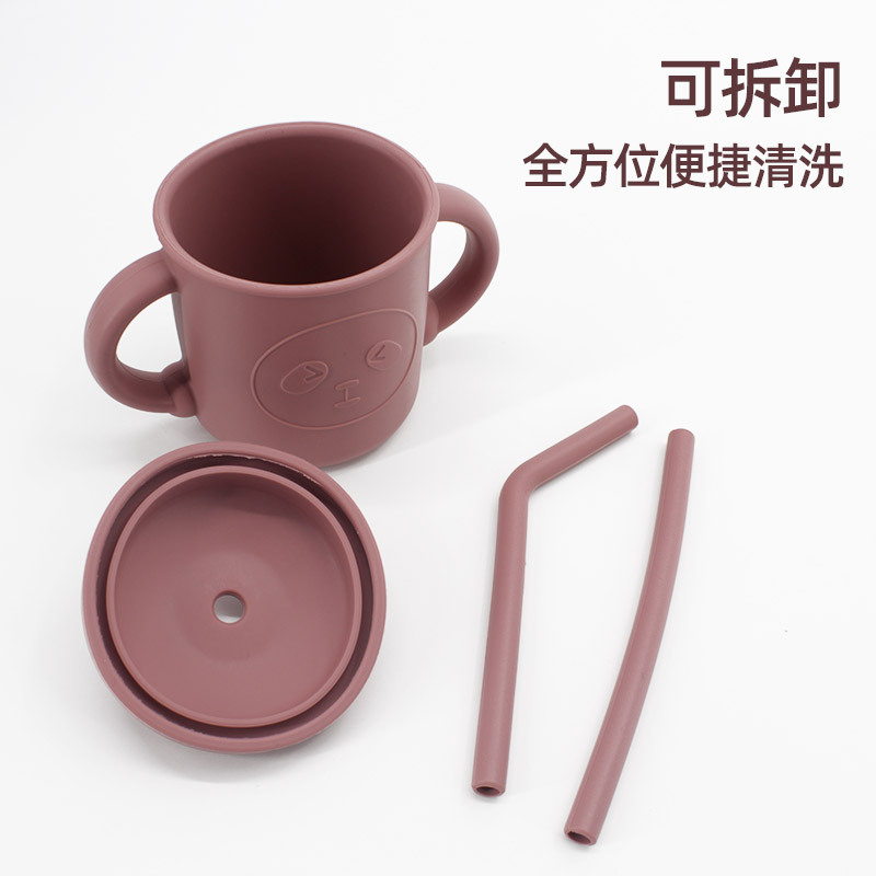 Taza de paja para niños taza de silicona taza de agua de Panda