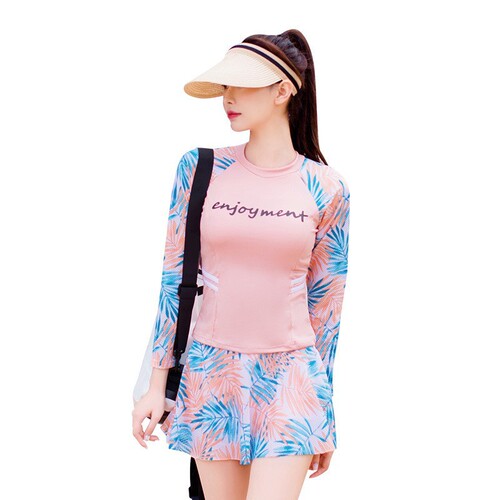 Swimsuit Women's Split Two-Piece Set Long Sleeve Slim Sports Style Student Conservative Sweet Girly Soft Cup Swimsuit Wholesale