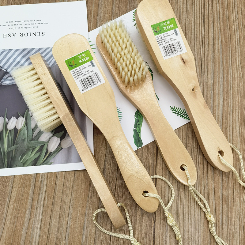 Soft-Bristled Shoe Washing Brush, Laundry Brush, Wooden Handle Brush That Does Not Damage Shoes, Household Cleaning, Daily Use at Home, Convenient Decontamination Batch, Others
