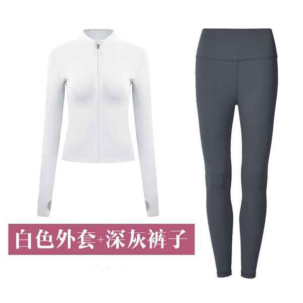 White + pants gray