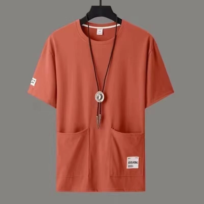 Источник производителя внешней торговли летняя футболка мульти-карманная повседневная свободная толстая мужская рубашка большого размера футболка большого размера