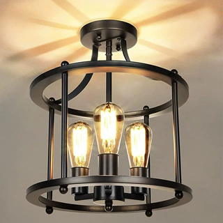 跨境复古拆装灯工业风led阳台过道灯玄关美式铁艺吸顶灯中山灯具