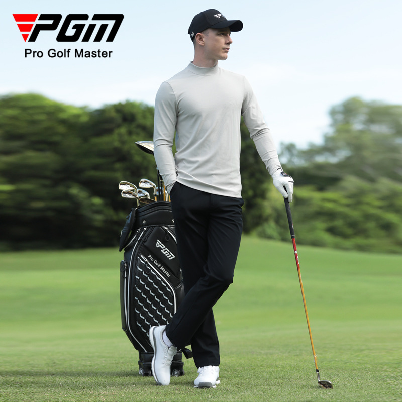 Áo thun dài tay nam golf PGM cổ tròn co giãn thu đông — YF627-Áo màu xám, YF627-Áo màu xanh lam, YF627-Áo màu đen, YF627-Áo màu trắng