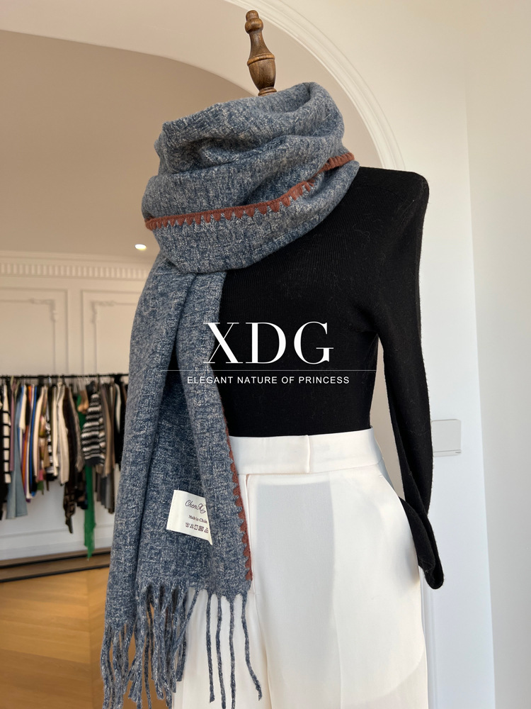Damen Strickschal, Weicher Wollschal In Kontrastfarben Für Winter_voghion.com