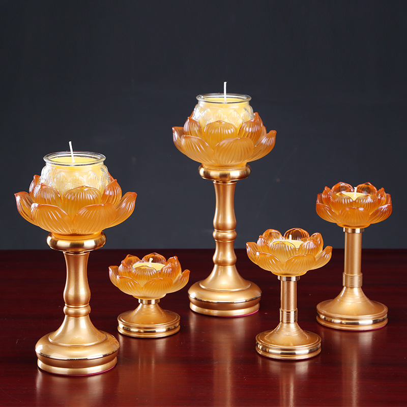 圓通工藝佛具用品銅合金水琉璃燭台批發 蠟燭燭台合金銅擺件 供燈