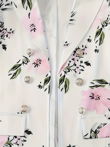 Two-Piece Suit Set Elegant Double Breasted Floral Print Cross-Border