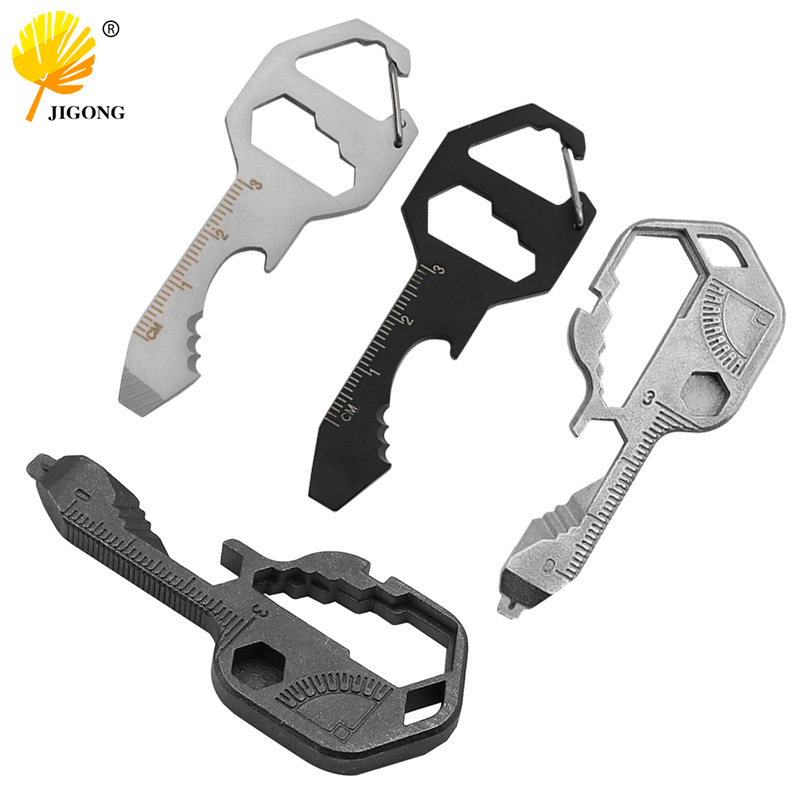 24合1钥匙扣扳手 不锈钢挂件户外迷你钥匙工具 测量修理开瓶割绳