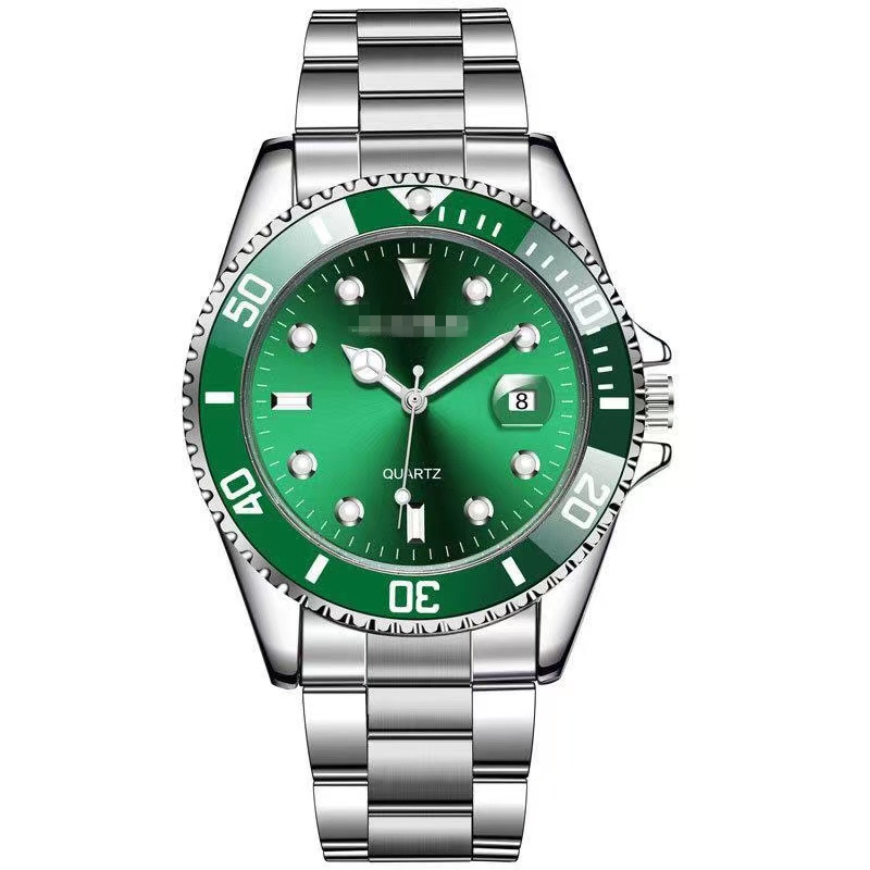 Factory wholesale explosion steel belt calendar green water ghost watch men's business net red live gift men's quartz watch