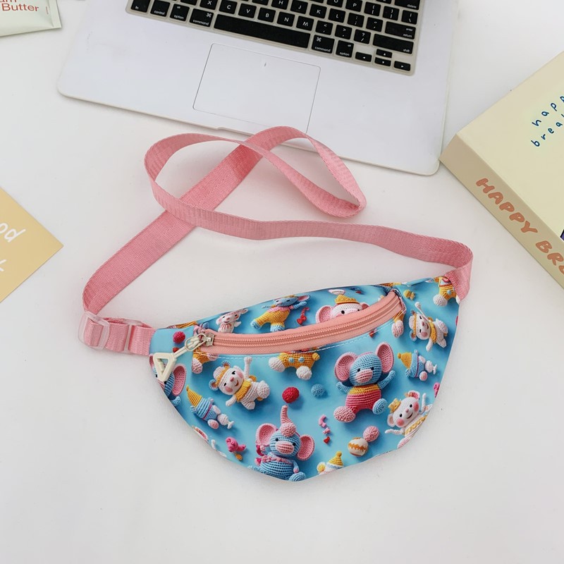 Cartoon Cute Graffiti Bear Bolso de pecho para niños y niñas Estilo occidental Impresión tridimensional Bolso de mensajero para bebés Nuevo estilo Riñonera para niños