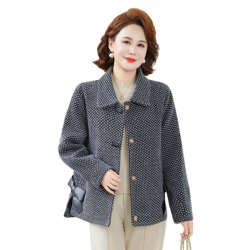 妈妈秋装时尚毛呢外套新款中老年女装秋冬休闲贵贵水貂绒西装外套|undefined