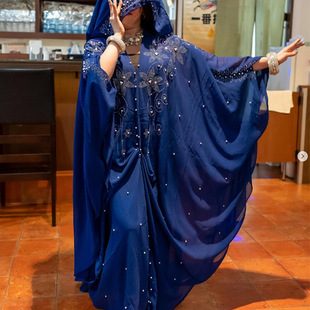 Cross-border Pearl Chiffon Heavy Industry Rhinestone African Robe Middle East Muslim Women Rhinestone dress Amazon