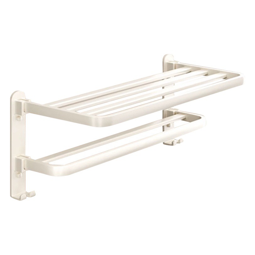 Toalla blanca estante de almacenamiento de baño sin perforar montado en la pared inodoro toalla rack barra colgante