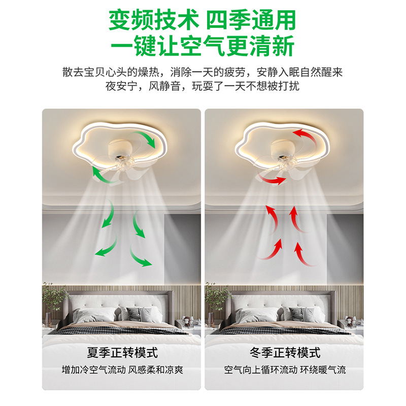 Lámpara de Techo con Ventilador L263 de Hierro y PVC Giratorio para Dormitorio y Cocina