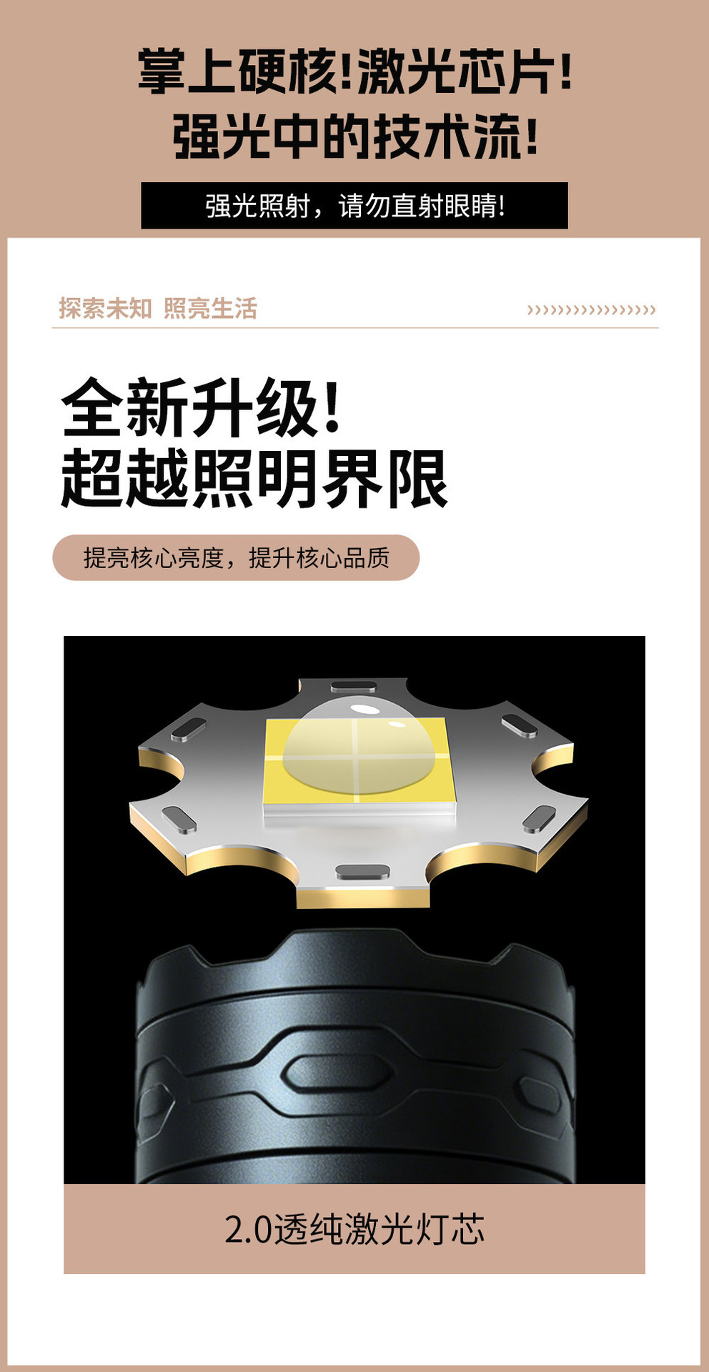 High-brightness rechargeable flashlight, ultra-bright, zoomable, long-range, long-lasting, small, portable, multi-mode, for home and outdoor use