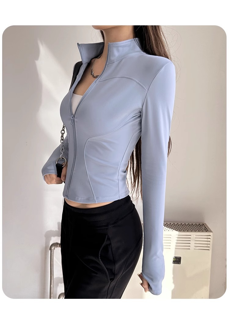 Fleece Quick-Drying Yoga Jacket Pilates Fitness Skinny Top Fitness Suit Women_desvips.com