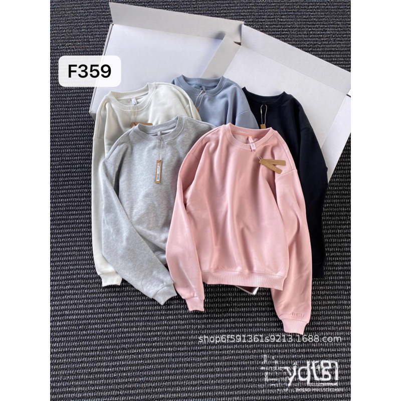 High Version Kardashian Round Neck Pullover Sweatshirt Jacket Spring & Fall Women's Velvet Thickeneded European and American Long-Sleeved Sweatshirt Top