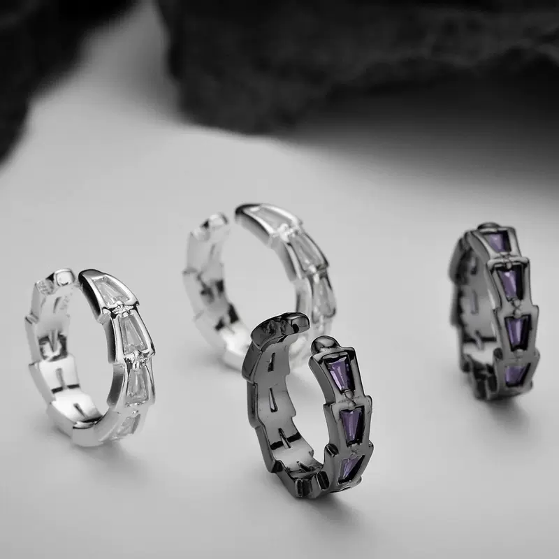 E5257 韩版简约S925纯银镶钻箭头耳夹无耳洞男女通用几何耳环