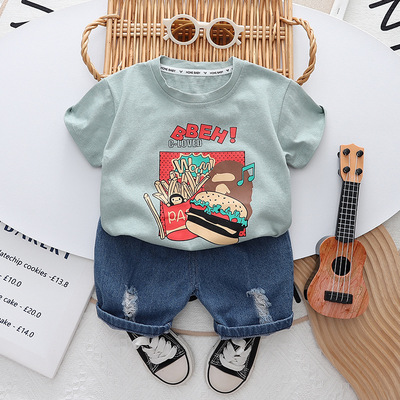 Детский комплект, шорты, летняя летняя одежда, в корейском стиле, 1-5 лет, короткий рукав
