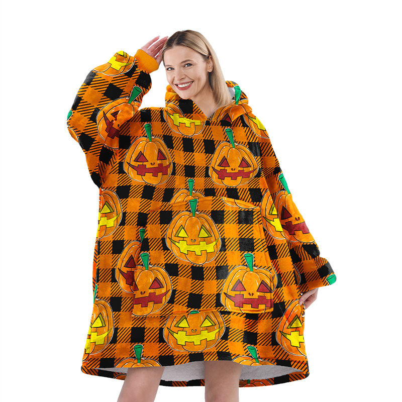 Halloween gran franela pareja ropa casera casual pijamas calentamiento europeo y americano encapuchado pijama perezoso