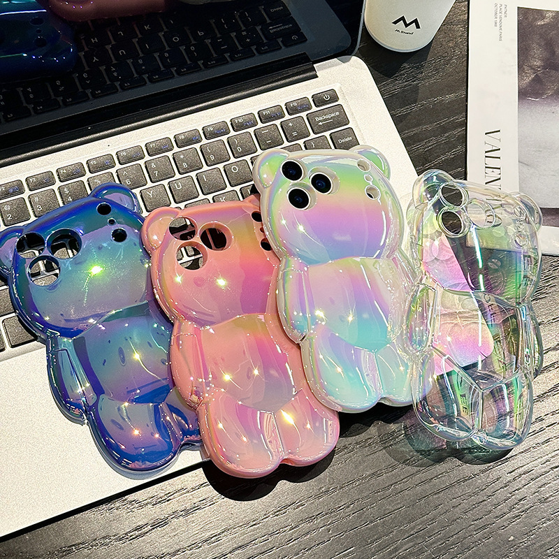 Ins Color-Plated Bear Case Suitable for Apple 17 Phone Case iPhone 16 Pro Max 3D Bear 15 Anti-Drop 14/13 Soft Case Ins Color-Plated Bear Case Suitable for Apple 17 Phone Case iPhone 16 Pro Max 3D Bear 15 Anti-Drop 14/13 Soft Case