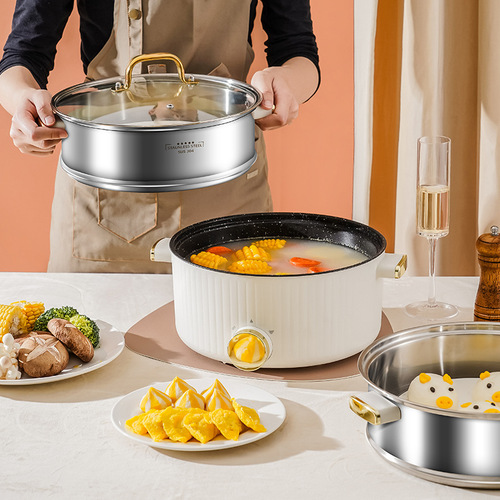 Electric Steam Cooker, Electric Hot Pot, Multifunctional Household Dorm Electric Stove, Large Capacity Integrated Electric Wok, Electric Heating Pot, Small Appliance